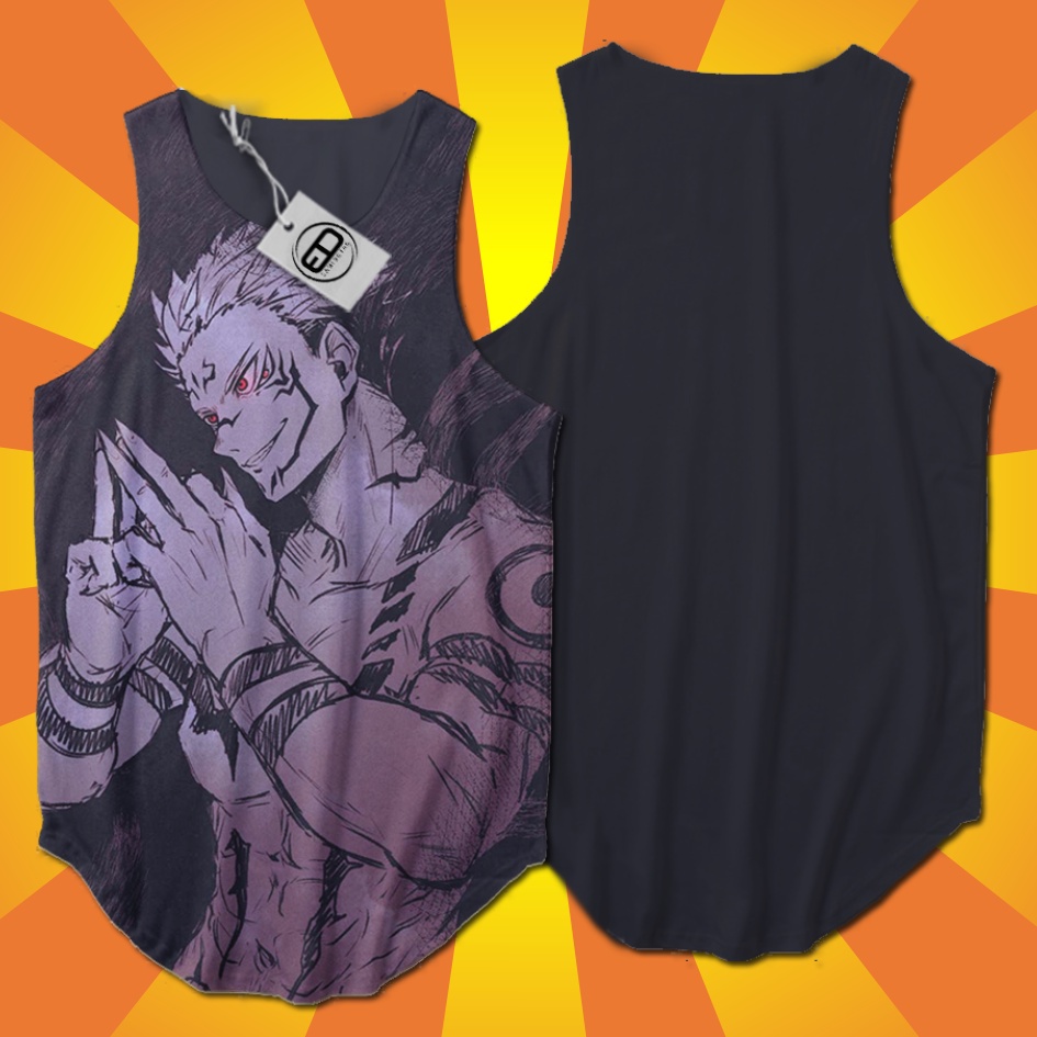Camiseta Masculina Regata Longline Anime Sukuna (Jujutsu Kaisen)