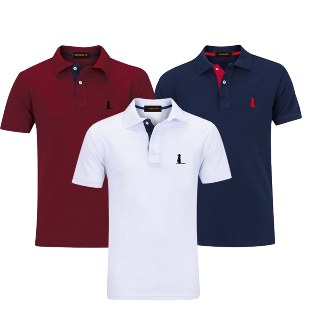 Kit 3 Camisa Polo Masculina Original Algodão Qualidade Revenda Blusa Camiseta Atacado Revenda