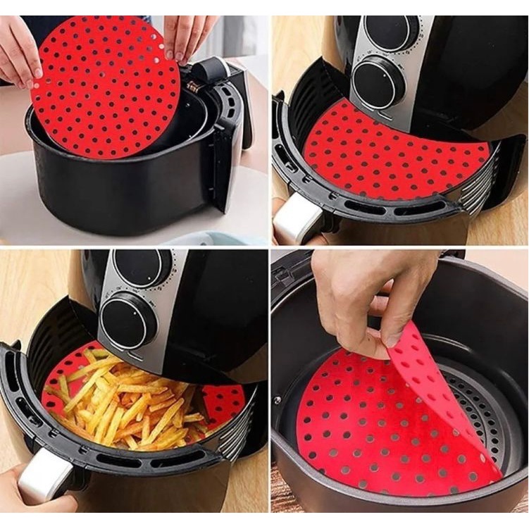 Tapete Protetor Silicone Para Air Fryer Fritadeira Elétrica Universal Anti-Aderente Redondo e Quadrado