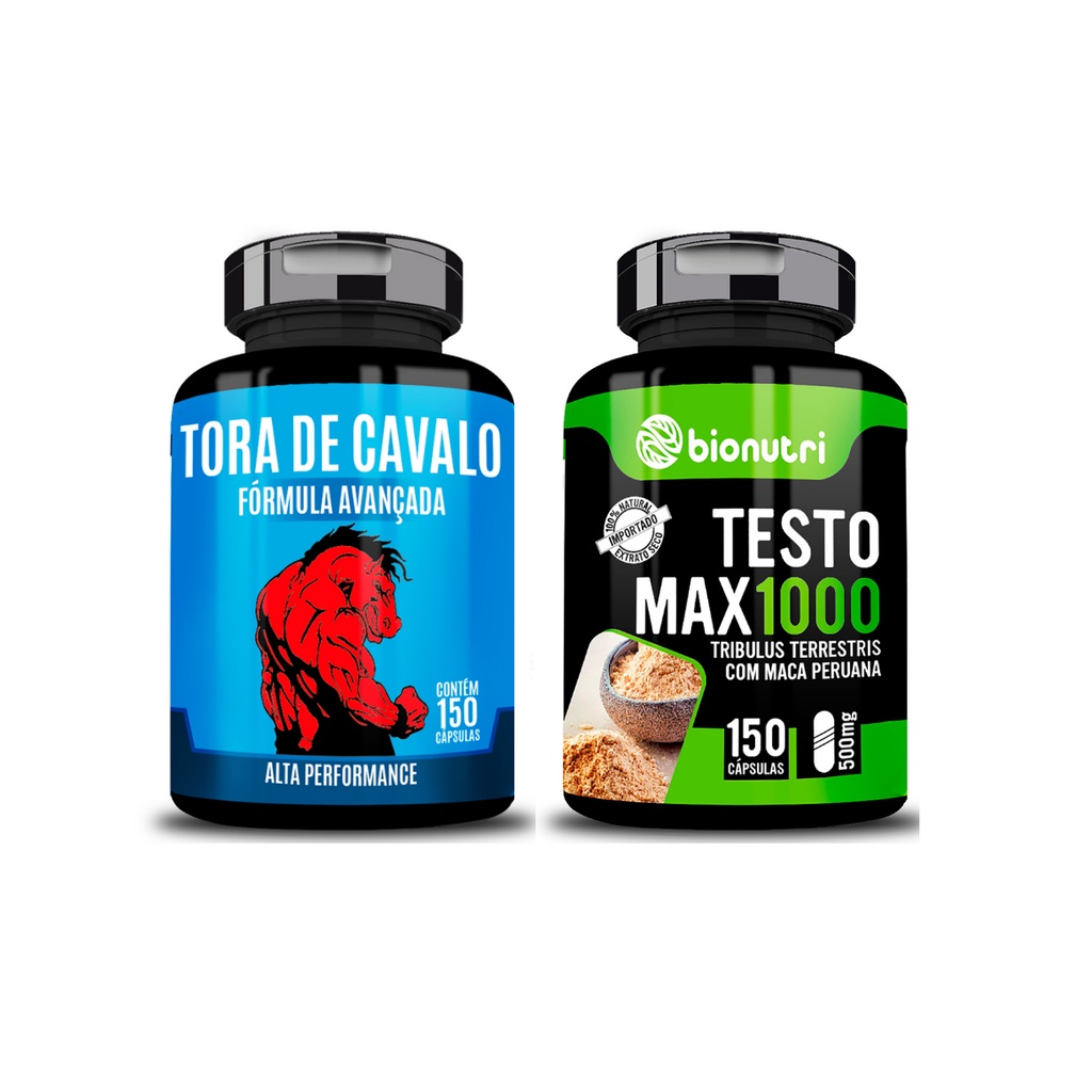 Kit Tora De Cavalo + Testo Max Bionutri 150 Cápsulas