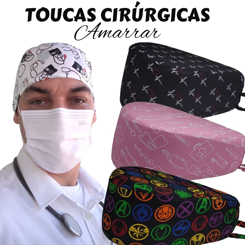 Touca Cirúrgica Bandana Enfermagem Cozinha Odontologia Amarrar