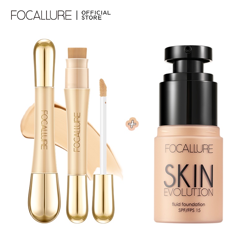 FOCALLURE 2 Pcs Skin Evolution Liquid Foundation, Medium to Full