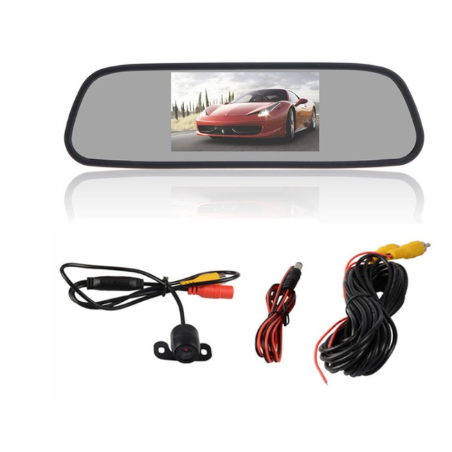 Retrovisor Visor Espelho Tela Lcd Veicular + Câmera De Ré