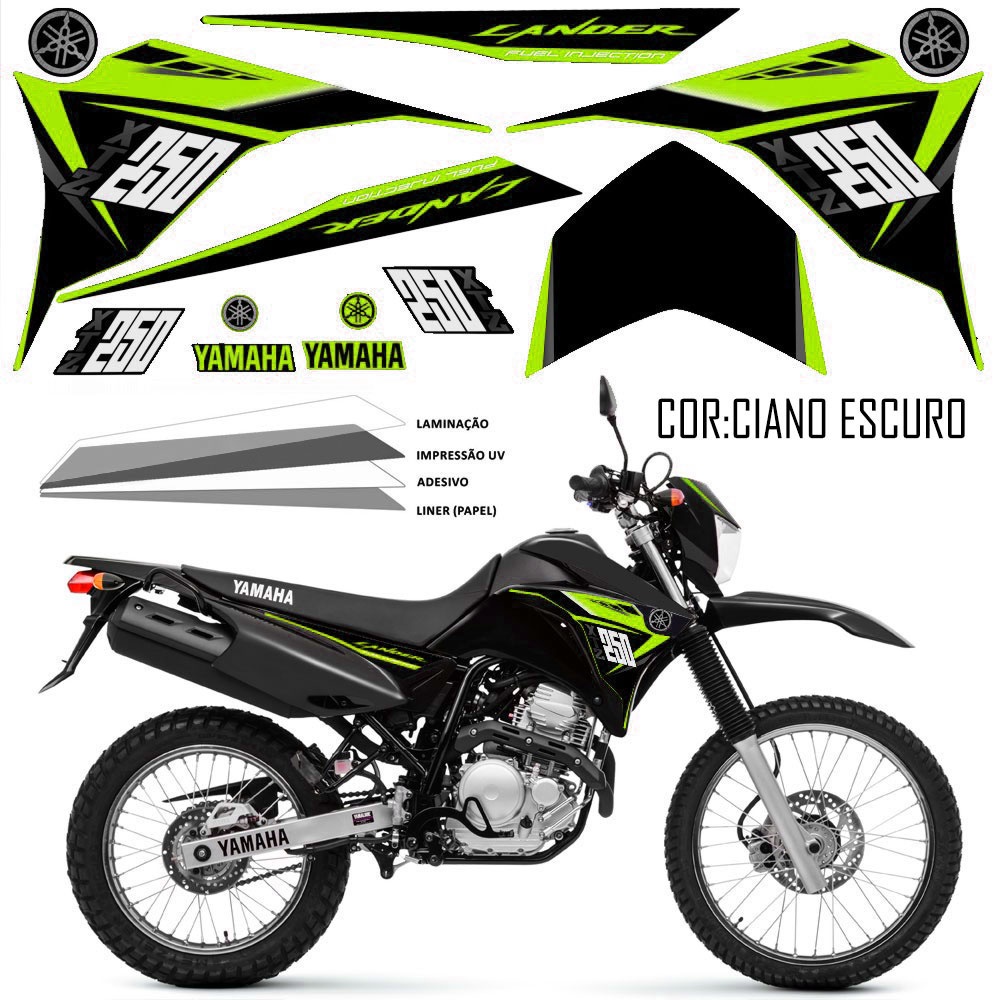 Faixa Lander 250 Adesivo Verde Para Moto Preta Lander Verde | Shopee Brasil