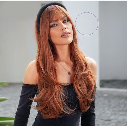 Peruca Lace Wig Ruiva Ondulada 70cm Fibra Bio Organica