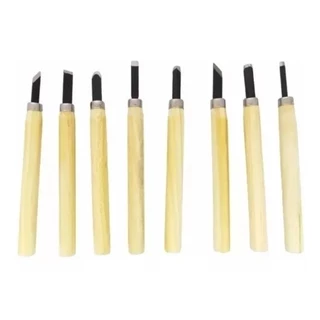 Jogo Kit Formão Para Entalhador Madeira Artesanato 8 Peças