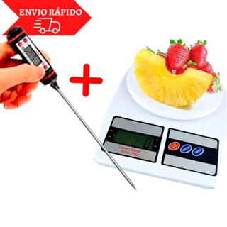 Kit Culinario Balança Digital 10Kg Para Cozinha + Termômetro Digital De Cozinha Para Chocolate Carne Leite Profissional