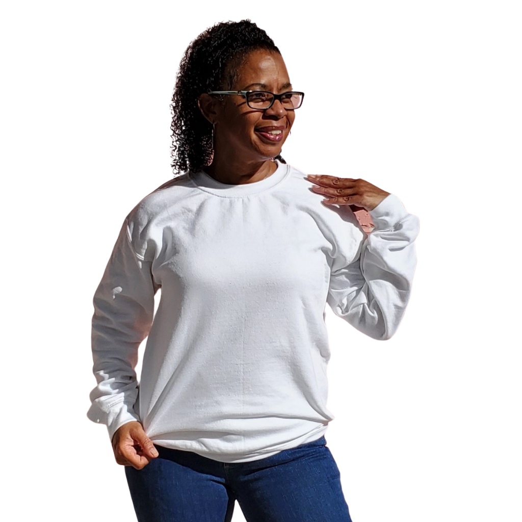 Blusa Moletom Feminino Masculino Branco Gola Redonda Careca