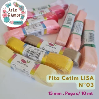 Kit 5 Fita Cetim N 3 - 15 mm -10 metros Compra 1 Ganha mais 4 cores variadas