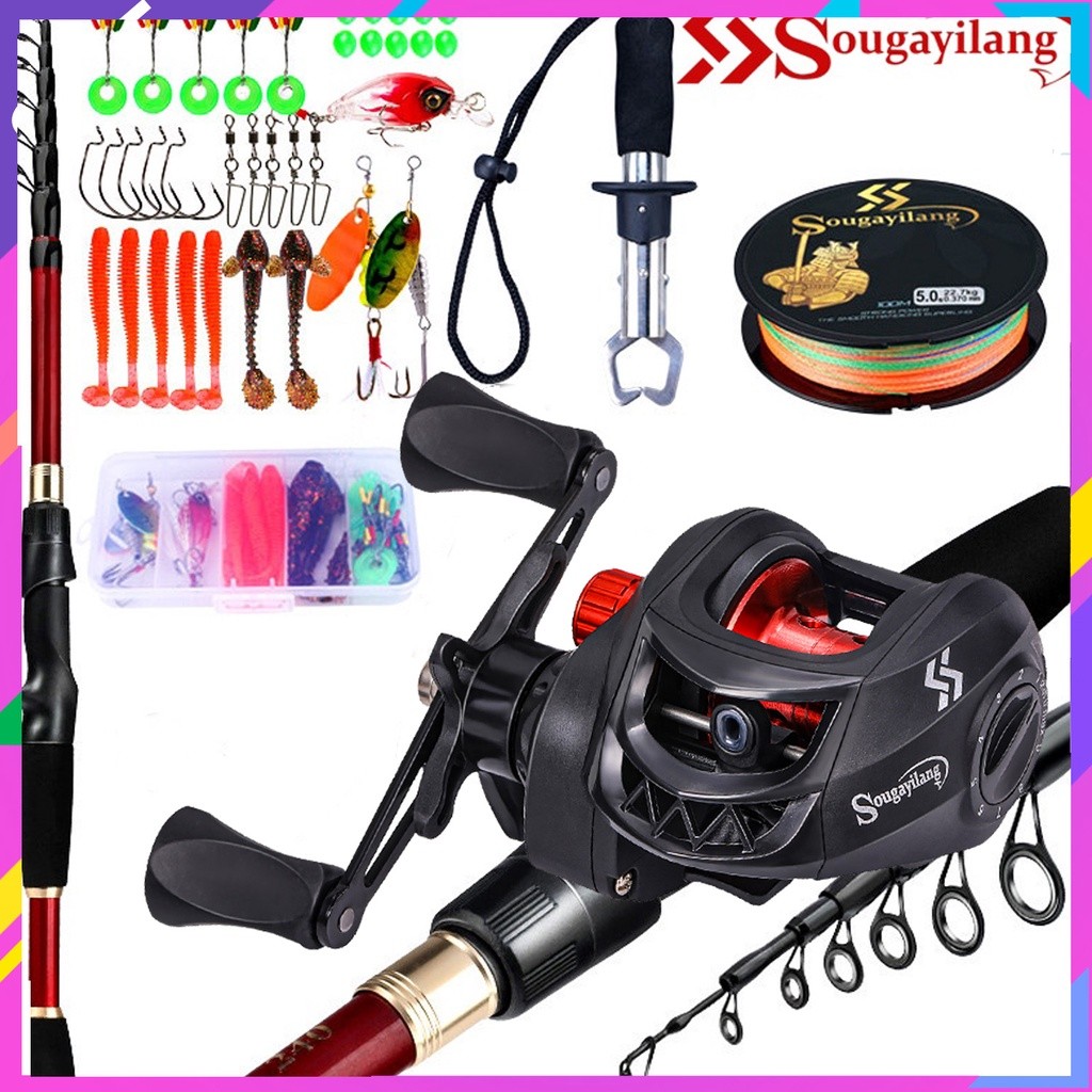 Vara de pesca com carretilha Sougayilang 1.8m-2.4m 7.2:1 Max Drag 10kg