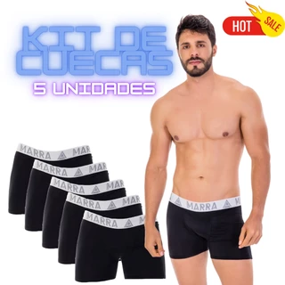 Kit 5 Cuecas Boxer Microfibra Box Preta ou Branca em Oferta na Shopee