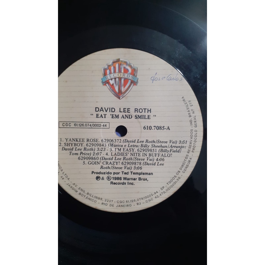 DISCO VINIL-LP- DAVID LEE ROTH - 1986- RARO | Shopee Brasil