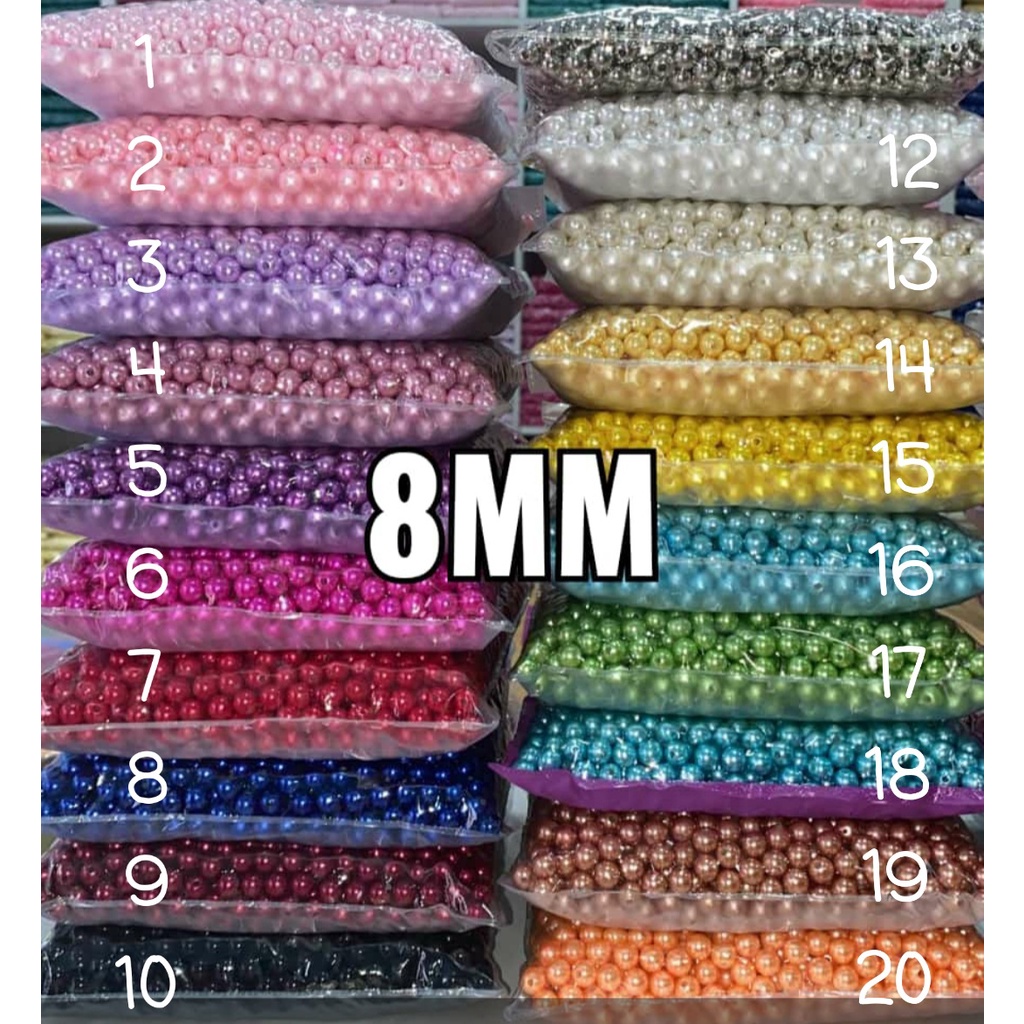 Kit Pérolas Abs Com Furo Para Pulseiras 8mm 1000 unid