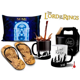 Caneca Mágica com Kit Chinelo Senhor dos Anéis com Nome Personalizado