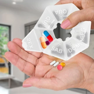 Porta Comprimido Remédio Redondo Semanal Com 7 Compartimento em Oferta na Shopee