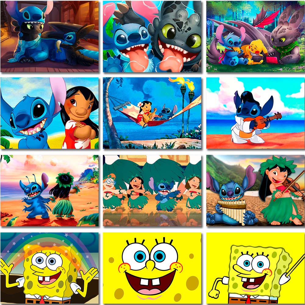 Quadrinhos Decorativos STITCH, BOB ESPONJA, MINIONS, TOY STORY QUALIDADE PREMIUM