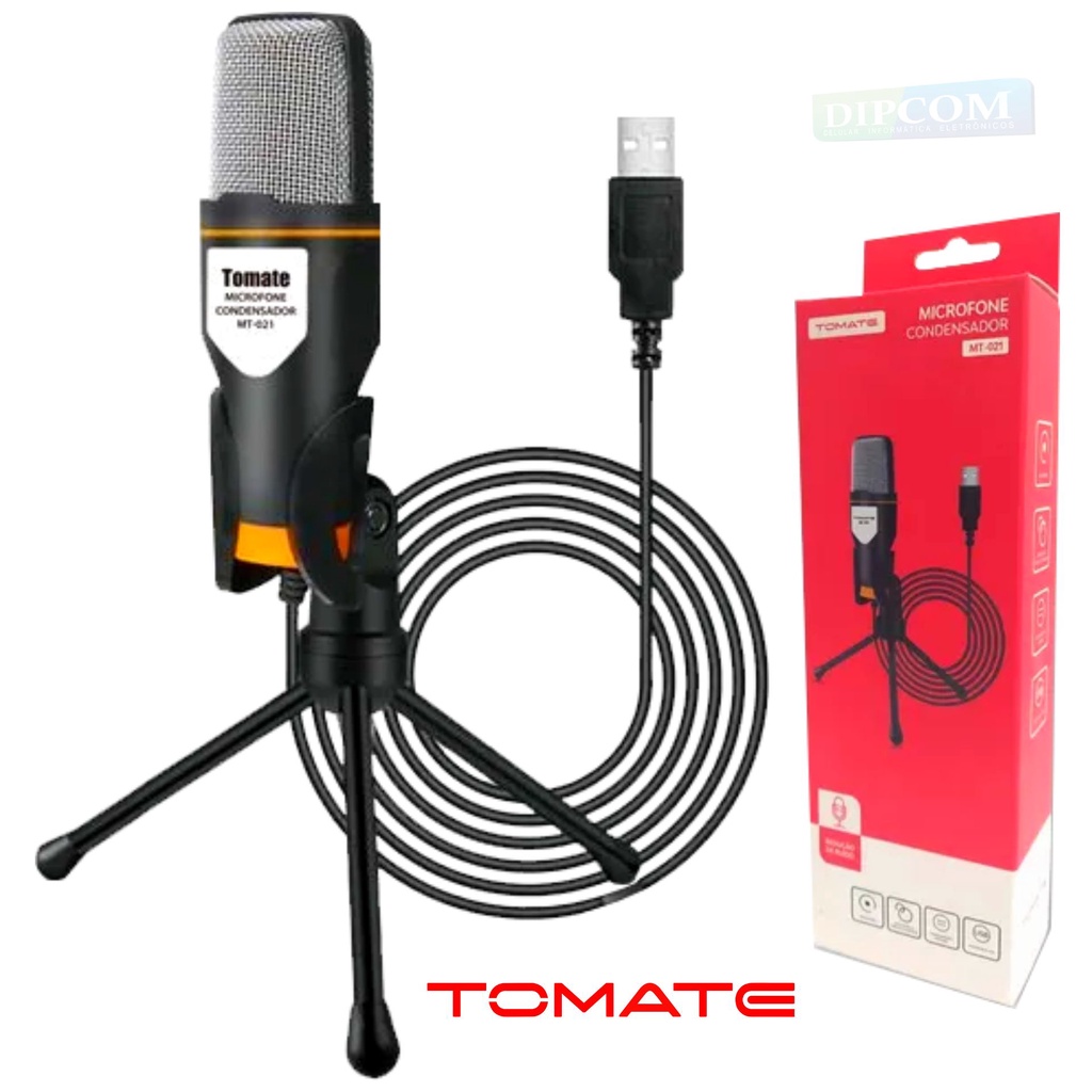 Microfone Condensador USB Com Tripé [Tomate MT-021]