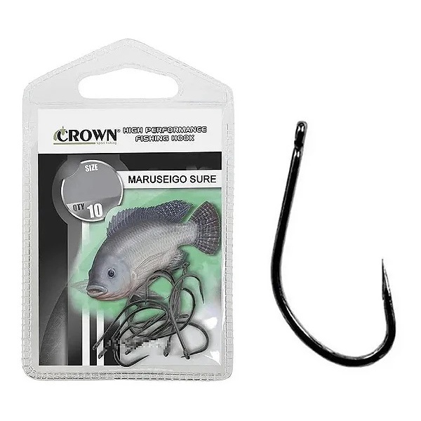 Anzol Crown Maruseigo Sure (Sem Fisga) Black - Varias Medidas