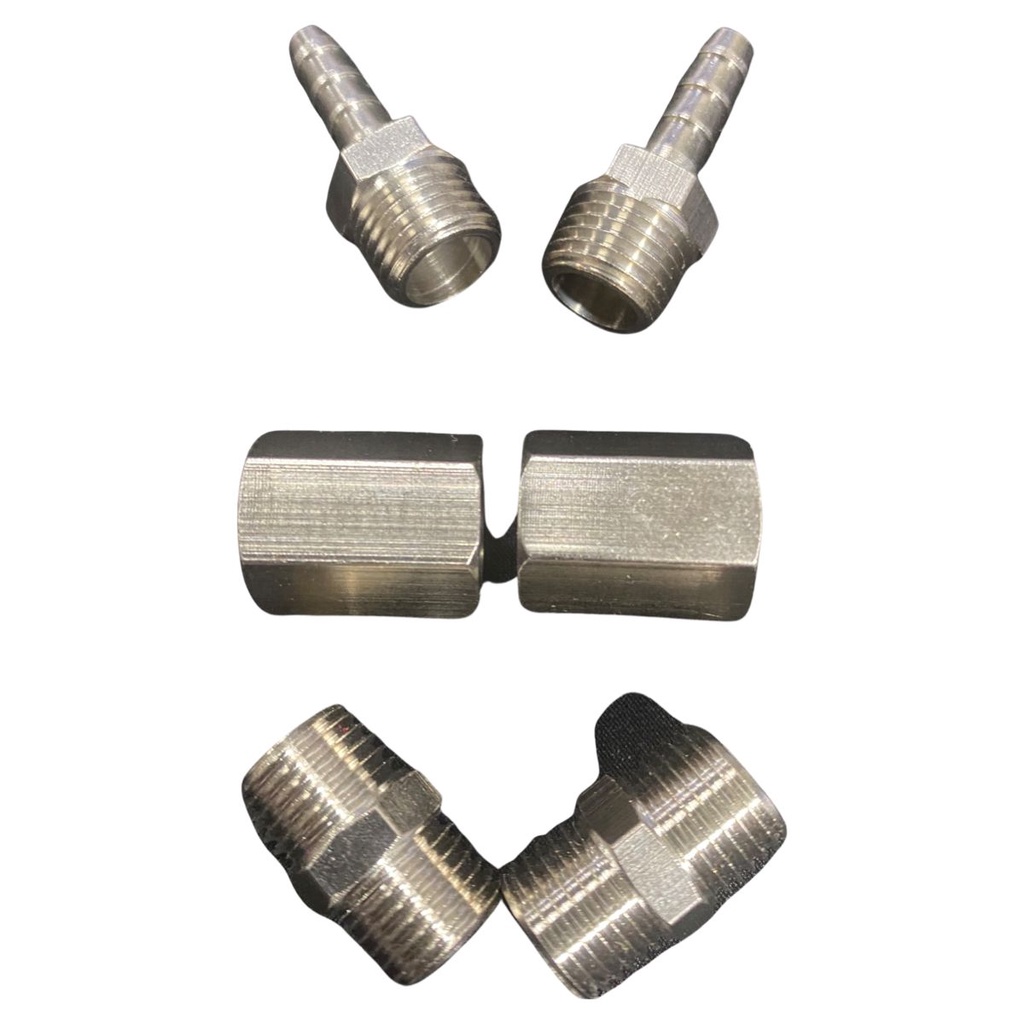 Kit Conexões Latão 2 Espigão 1/4x1/4+2 Niple 1/4+ 2 Luva 1/4