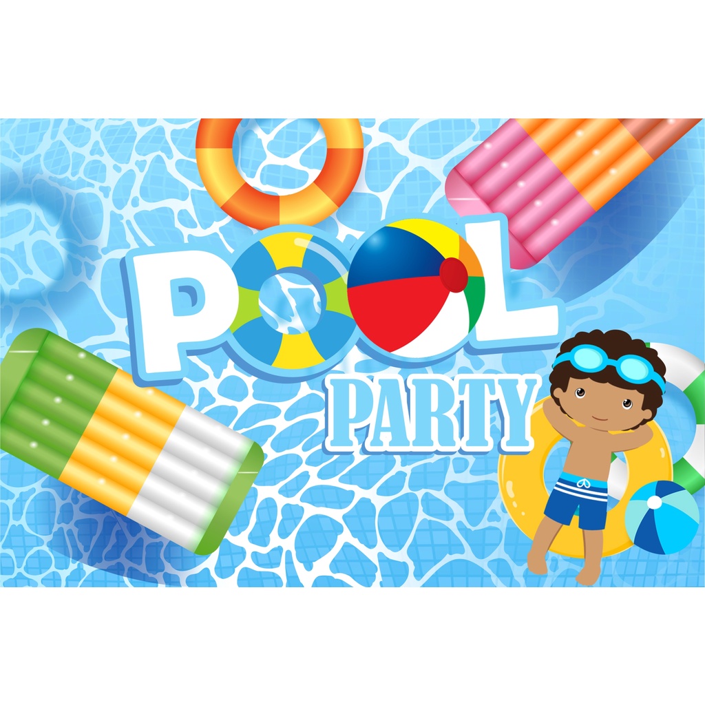 Festa Aniversário Pool Party Azul Kit Ouro