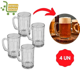 Kit 4 Canecas de Chopp Cerveja 400ml Vidro