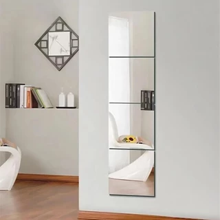 Espelho Grande Retangular Kit 4 Peças 30x30cm Decorativo Para Sala Imagem Nítida