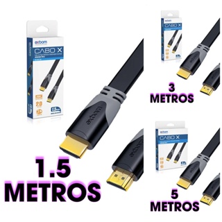 Cabo HDMI 4K 2.0 FLAT achatado conector banhado em ouro (diversos tamanhos)