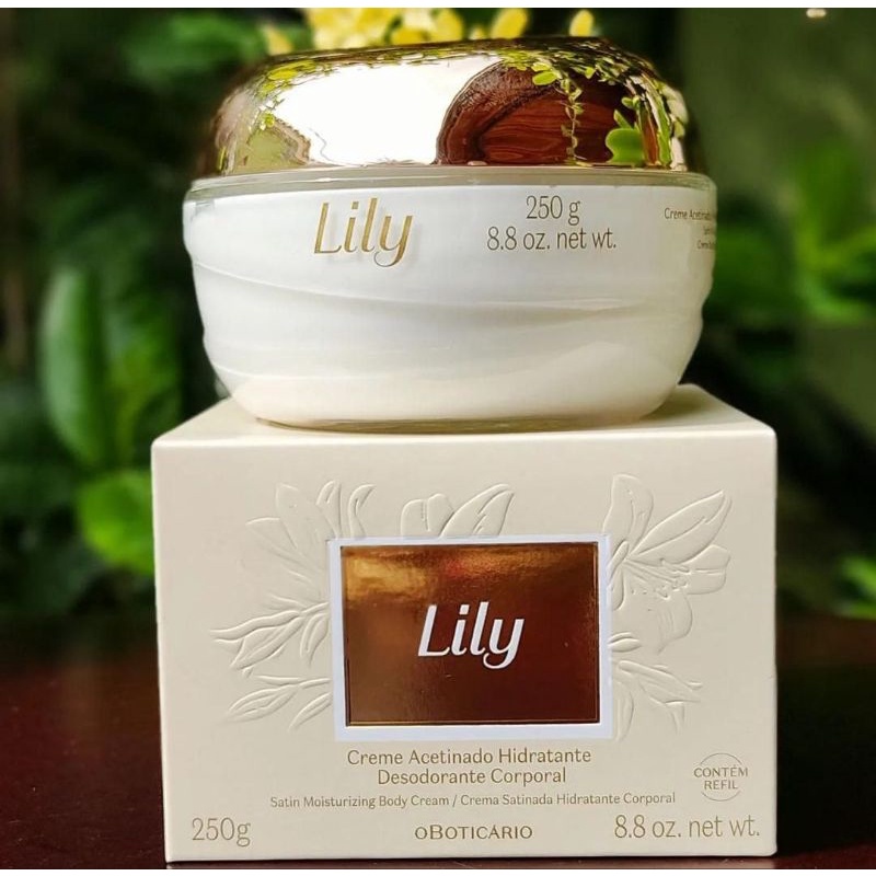 Creme Acetinado Hidratante Corporal Lily 250g O Boticário | Shopee Brasil