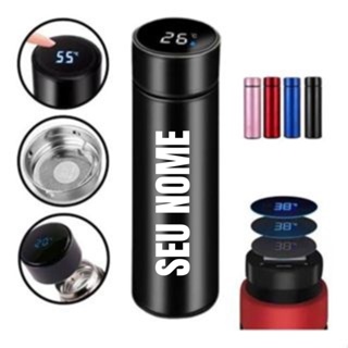 Garrafa Térmica Personalizada Inteligente com Visor de LED Marcador de Temperatura 500ml Envio Imediato