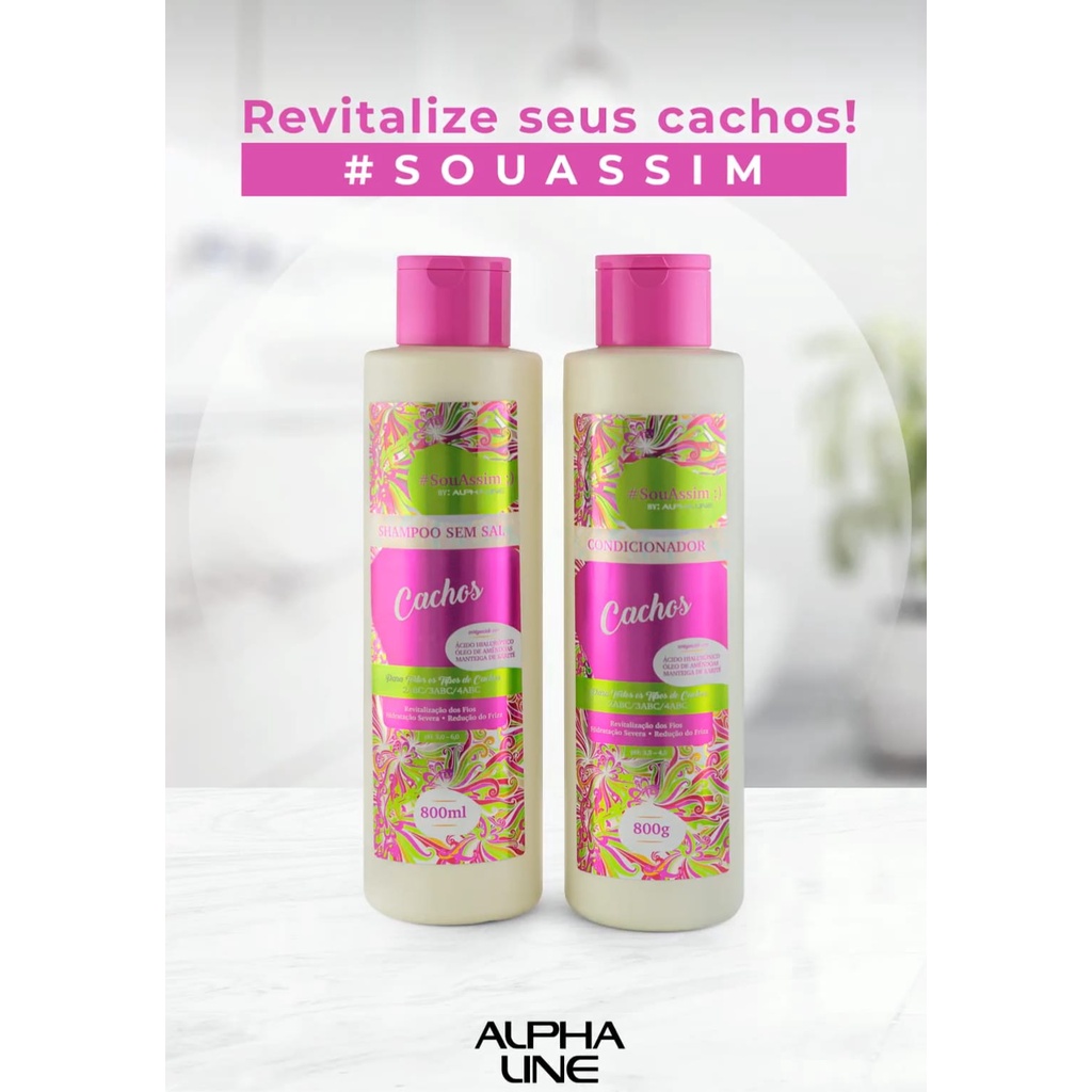 kit Shampoo e Condicionador Alpha Line CACHOS(mais produto mais ...