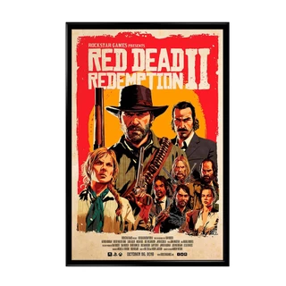 Quadro Decorativo Red Dead Redemption Arte Gamer Com Moldura Preta
