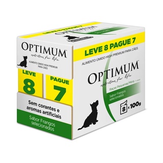 Combo Ração Úmida Optimum Sachê para Cães Adultos de Raças Pequenas Sabor Frango leve 8 pague 7- 100g