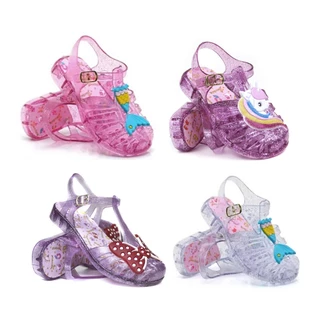 Sandália Infantil Menina Rosa Cristal Gliter Sereia Unicórnio Laço Minnie