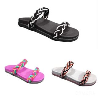 Sandalia Papete Ultra Conforto Rasteira Birken Faixas Coloridas Birken Trança papete blogueira