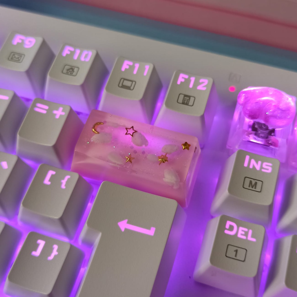 Kawaii gatos anime personalidade bonito rosa keycaps cereja perfil