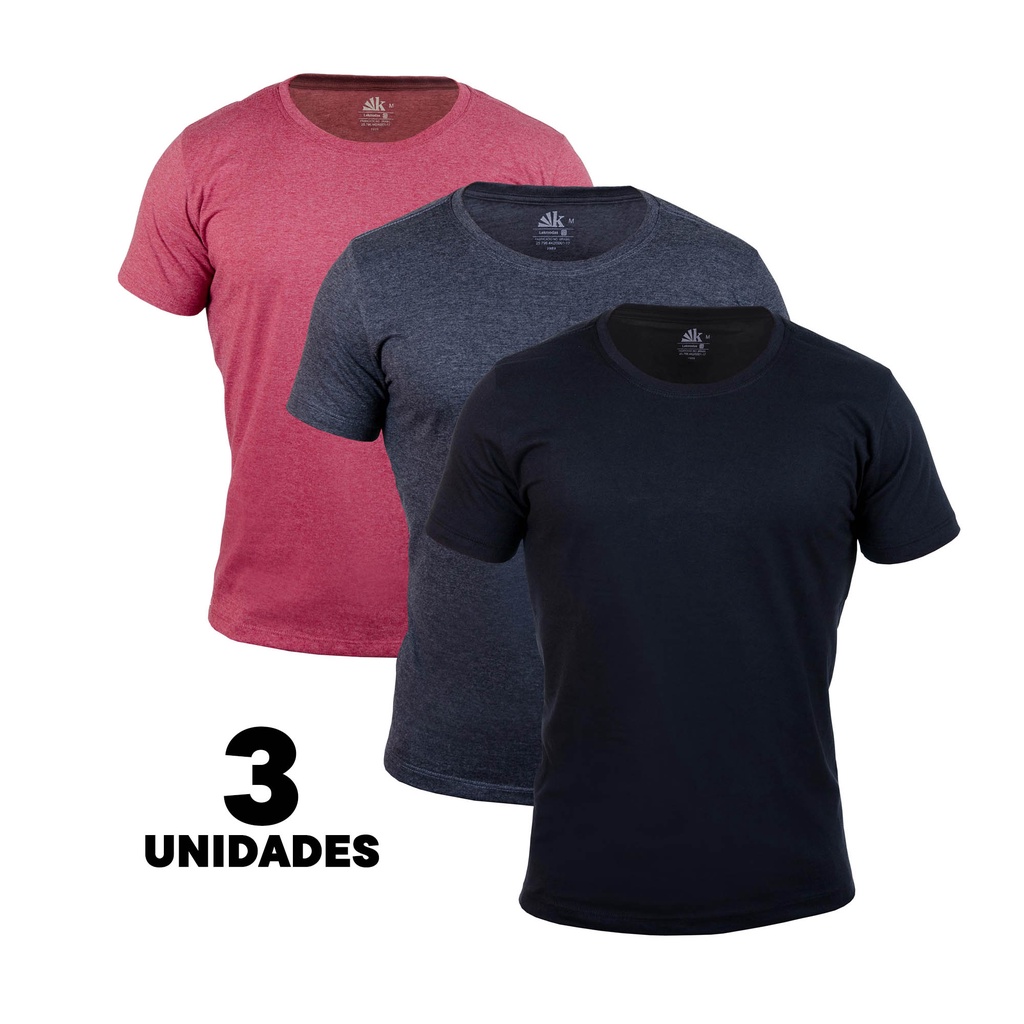 Pack 3 t-shirts básicas gola redonda