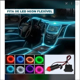 Fita De Led Tipo Neon El Wire Painel Interior Carro 5 Metros Azul Vermelho Laranja Branco Rosa Azul Gelo / Claro Roxo Lilás Amarelo