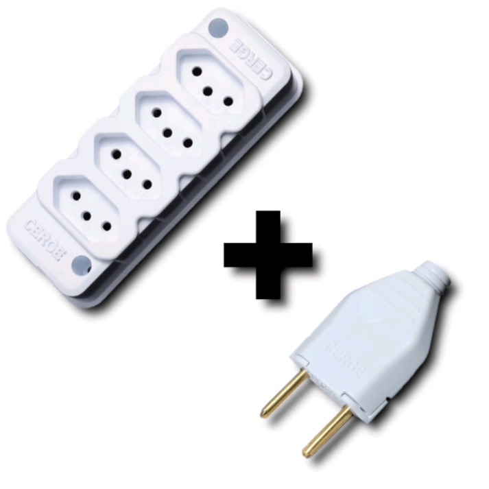 Tomada Em Barra Quadrupla 3P+T Extensão 10A com 4 entradas com pino macho 10a