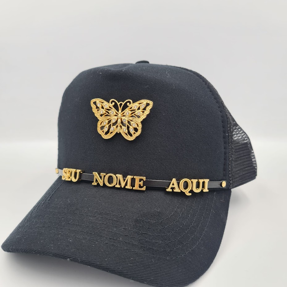 Boné Personalizado Pingente Borboleta Nome Personalizado cod.Bw930
