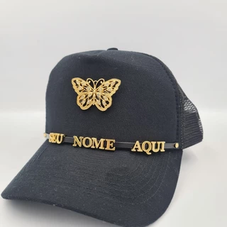 Boné Personalizado Pingente Borboleta Nome Personalizado cod.Bw930