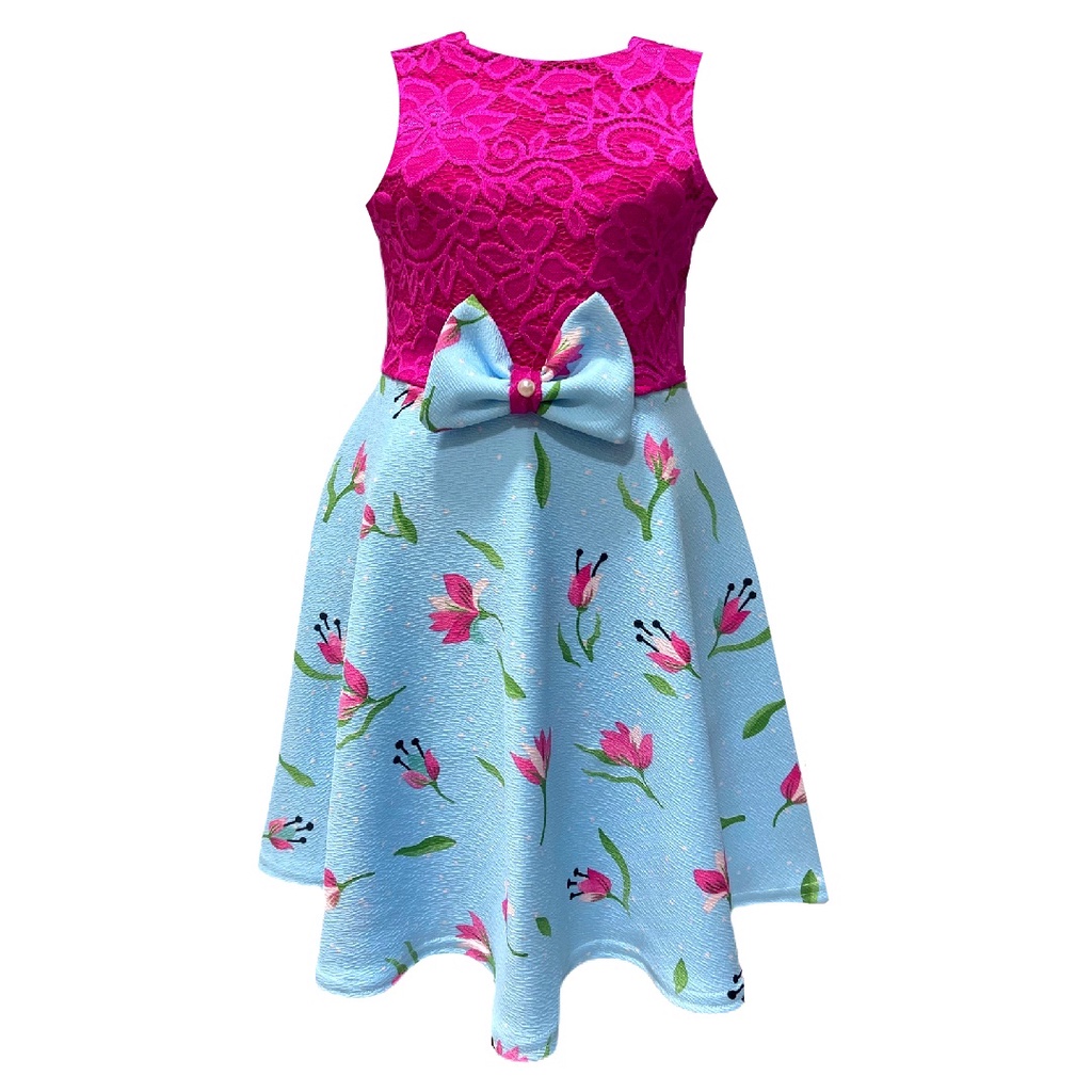 Vestido Infantil De Renda Kids Laço Nas Costas Regata