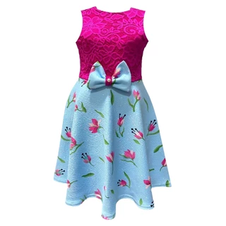 Vestido Infantil De Renda Kids Laço Nas Costas Regata