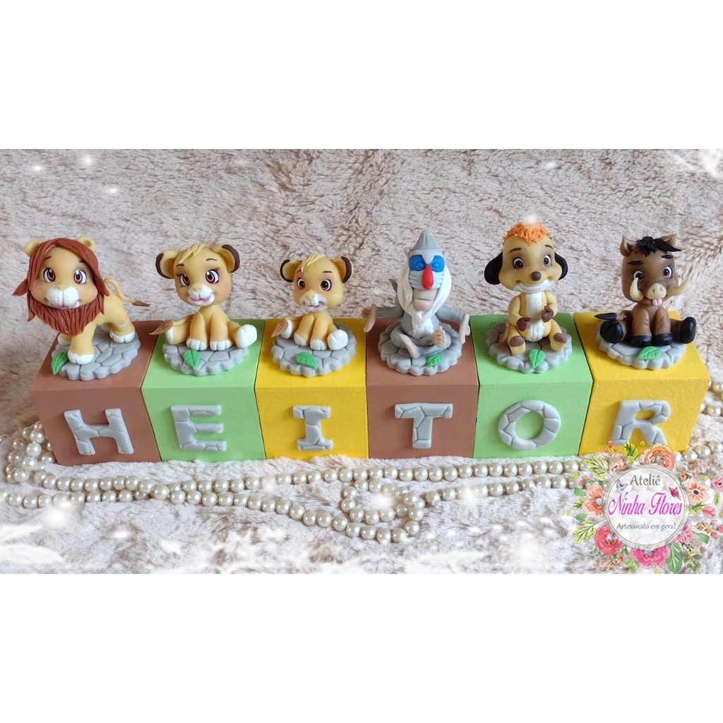 Cubo decorativo / Personalizado Rei Leão em biscuit Decoração de mesa ...