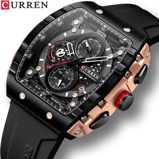 Relógio Original CURREN Cronógrafo Retro Marca Topo Faixa De Silicone Moda Casual Esportes Militares Quartzo Impermeável Sem Caixa 8442 XL