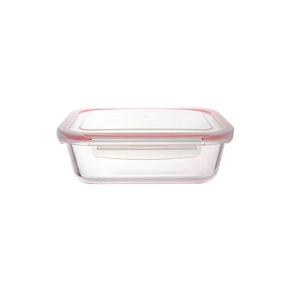 Pote Quadrado 400ml lock vermelho.