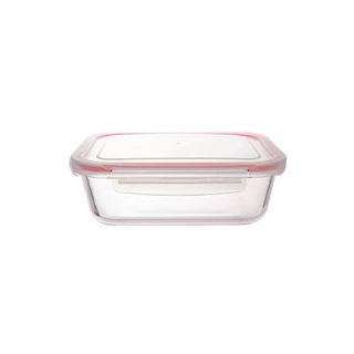 Pote Quadrado 400ml lock vermelho.