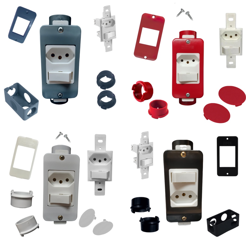 KIT Completo Instalação Externa Interruptor C/ Tomada Simples 20a 2p+t ...