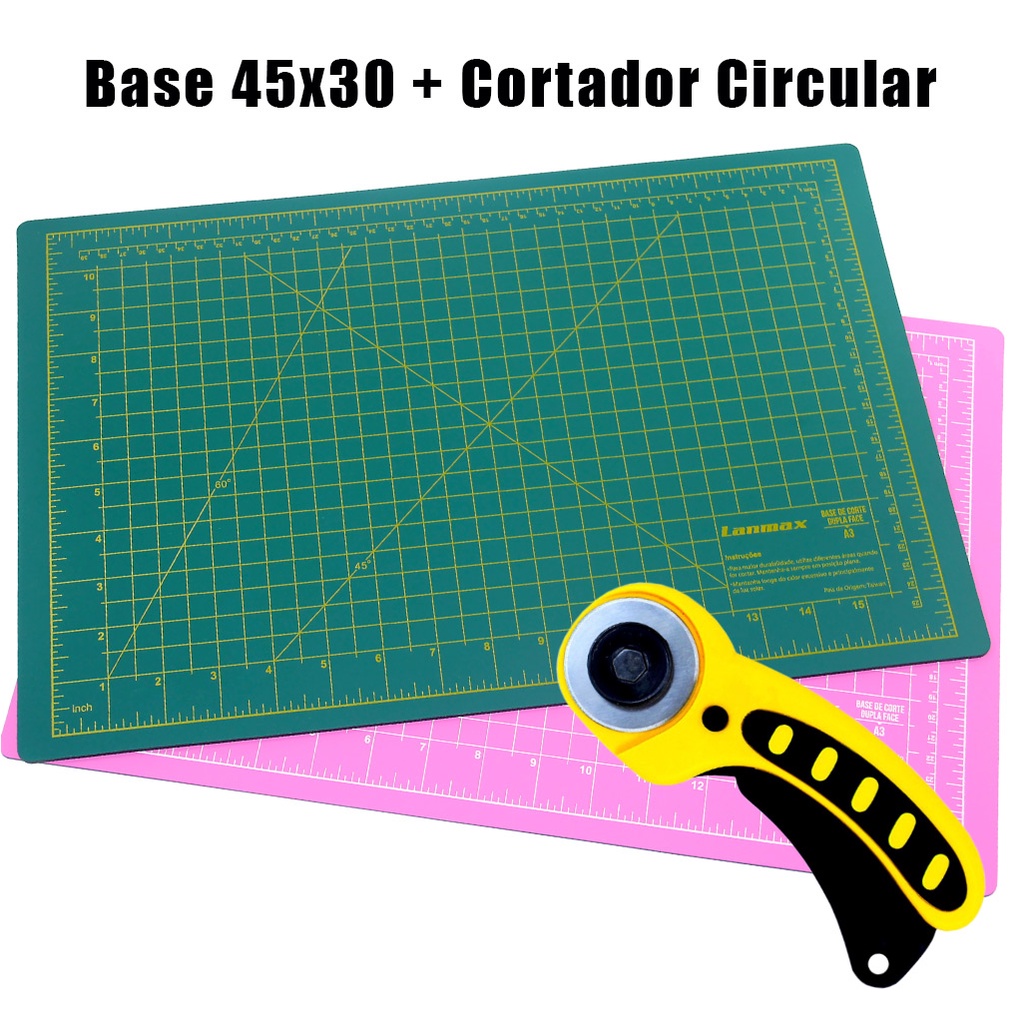 Combo Cutter Rotativo + Base De Corte Tabla A1 90x60 Cm Color Verde