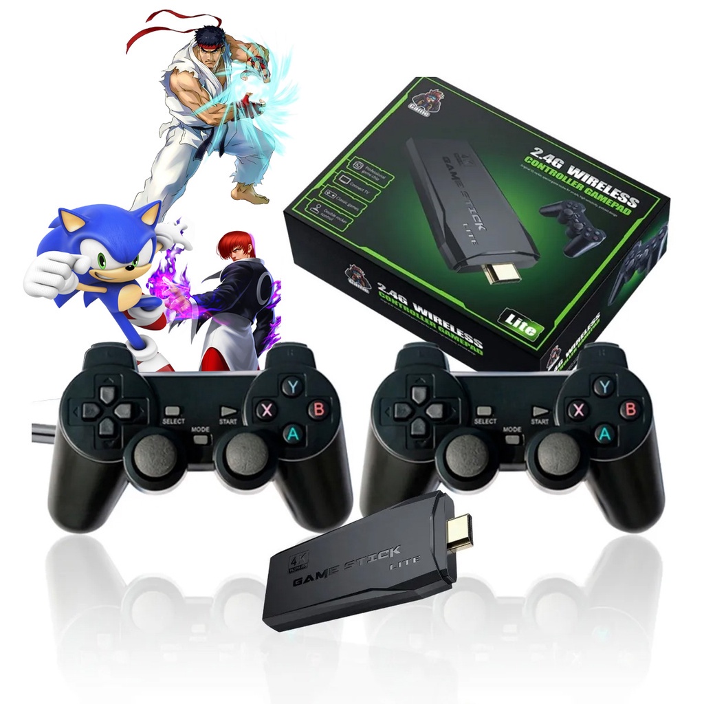 Vídeo Game Retro Console Stick Box 4k 2 Controles Sem Fio | Shopee Brasil