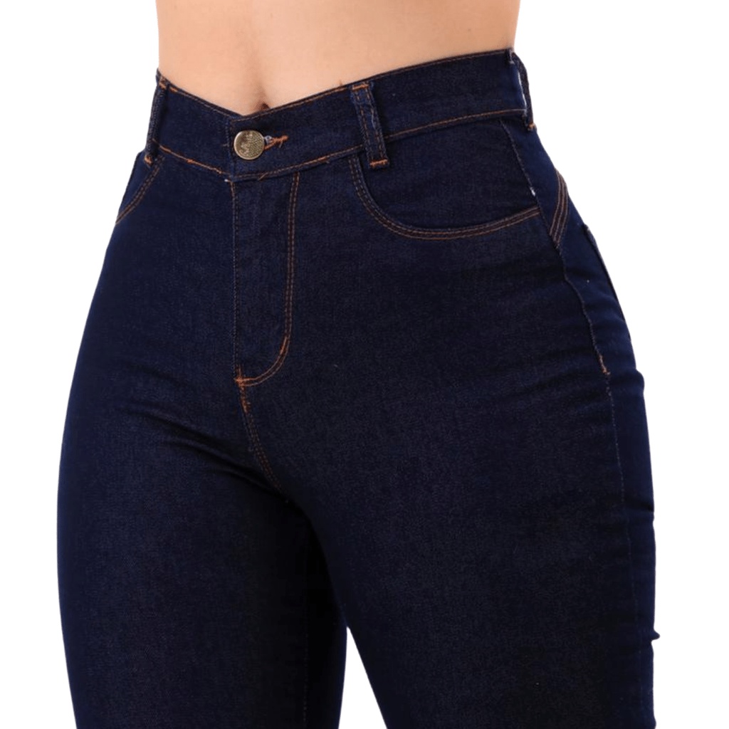 Calça Jeans Feminina Skinny Cintura Alta Levanta Bumbum Com Lycra